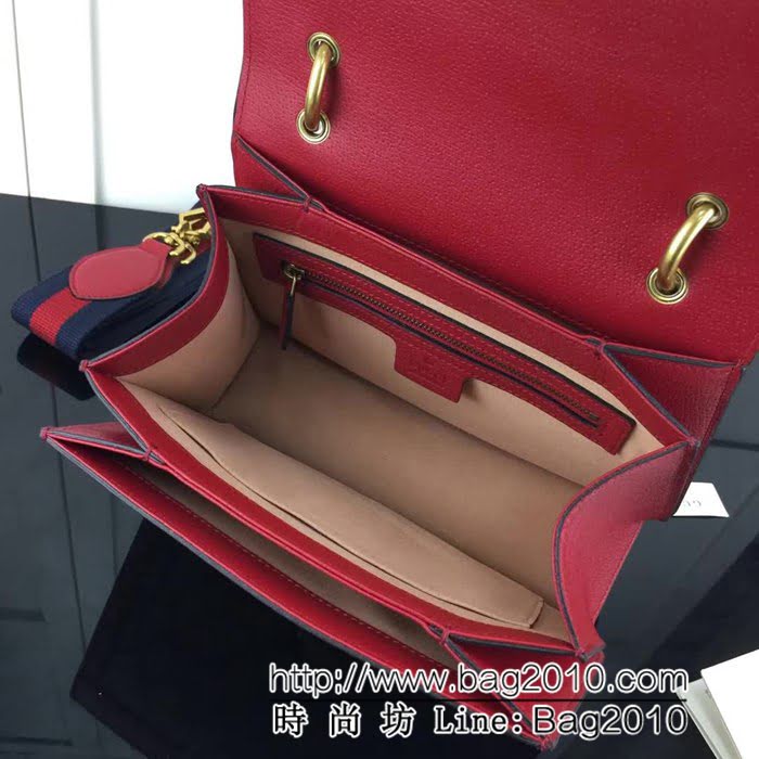 GUCCI古馳原單 新款專櫃品質高仿原單貨實物實拍 476541 啡膠紅皮手提單肩斜挎包 HY1173